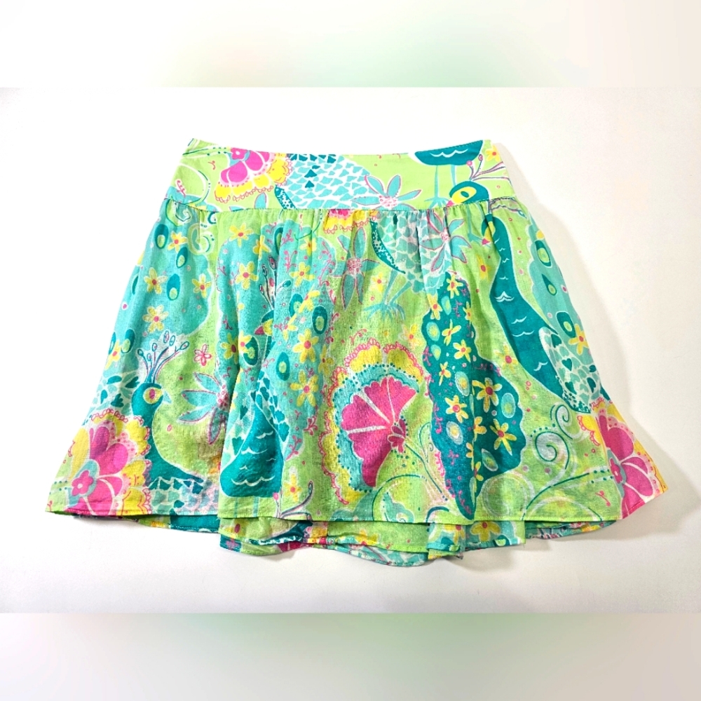 Lilly Pulitzer Girls Green Teal Pink Floral Skirt